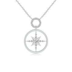 This compass pendant represents guidance through life's journeys, endless possibilities and good luck in finding the right direction. It is designed in 18k white gold and embellished with glittering diamonds. Celestial White Gold Diamond Necklace With Diamond Accents, Luxury Sterling Silver Compass Design Jewelry, White Gold Compass Design Pendant Jewelry, White Gold Compass Pendant Jewelry, White Gold Pendant With Compass Design, Silver Round Celestial Diamond Necklace, Luxury Sterling Silver Jewelry With Compass Design, Silver Celestial Round Diamond Necklace, Celestial Silver Round Diamond Necklace