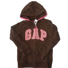 New with Tags Gap Size 4/5 Girls Zip Front Embroidered/Applique Logo Gap Outfits, Things I Need To Buy, Brown Zip Ups, 5 Girls, Brown Hoodie, Brown Outfit, Gap Jacket, Gap Sweater, Embroidered Applique