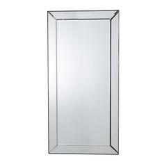 a mirror that is on the wall in front of a white background and black trim