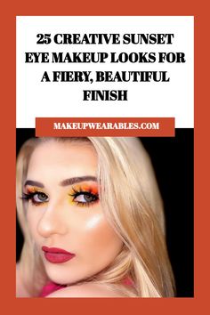 Sunset Eye Makeup Looks Makeup Orange Eyeshadow, Sunset Makeup Looks, Sunset Eye Makeup, Eye Makeup Shimmer, Glossy Eye Makeup, Makeup Looks Eyeshadow, Daring Makeup, Pink Eyeshadow Looks, Makeup Shimmer