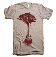 Mens Guitar Tree T Shirt  American Apparel Tshirt  XS by lastearth, $20.00 Screen Printing Ink, Science Tshirts, Chicken Farm, Tee Shirt Homme, American Shirts, Looks Vintage, Novelty Gifts, Cool Tees, Tee Design