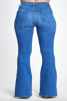 This high-quality denim is sure to fit you just right. Fabric 68% Cotton 23.8% Modal 7% T400 1.2% Spandex Made in the USA Rise: 11", Inseam: 32" Denim Flare Jeans, Denim Flares, Flare Jeans, Bell Bottom Jeans, Spandex, Pants, How To Wear