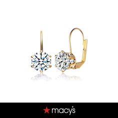 in stock Gold Diamond Earrings With Vs Clarity, Classic Crystal Earrings With Lever Back, Classic Crystal Earrings For Anniversary With Lever Back, Leverback Earrings, Base Metal, Gold Earrings, Cubic Zirconia, Pick Up, In Store