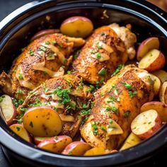 chicken and potatoes in a slow cooker