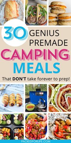 Genius, Easy Make Ahead Camping Meals to Pack Easy Campsite Meals, Food While Camping, Classic Camping Food, Good To Take Camping, Camp Lunches Ideas, Things To Cook While Camping, Food Camping Hacks, Easy Glamping Food, Easy Camping Meals For Large Groups