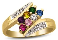 Multicolor Diamond Accented Rings For Anniversary, Multicolor Diamond Accent Rings For Anniversary, Anniversary Multicolor Diamond Accent Rings, Elegant Multicolor Birthstone Ring With Center Stone, Wedding Rings With Multicolor Diamond Accents, Gold Multi-stone Birthstone Ring For Anniversary, Bypass Ring, Custom Rings, Everyday Look