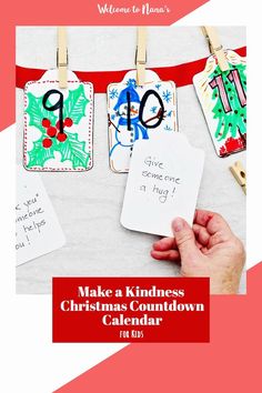 Make a Kindness Christmas Countdown Calendar for kids, using this cute free printable! It's a fun and unique way for the whole family to count down the days until the Christmas holiday with daily numbered cards. Download and print, decorate, then write an act of kindness on the cards for kids to do each day! Countdown Calendar For Kids, Christmas Countdown Crafts, Count Down To Christmas, Calendar For Kids, Christmas Countdown Calendar, Act Of Kindness, Cards For Kids, Countdown Calendar, Kids Calendar