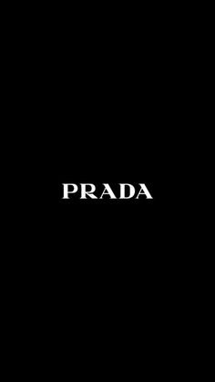 the word prada is written in white on a black background