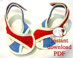 a pair of red, white and blue shoes with the words instant download on them