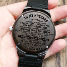 Engraved Wooden Watch - To My Husband - I Do Believe In Fate And Destiny - W1619 What To Engrave On Watch For Husband, Personalized Adjustable Watches As Gifts, To My Boyfriend, To My Future Husband, Wooden Watches For Men, Personalized Watches, Husband Anniversary, Watch Engraving, Presents For Boyfriend