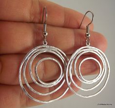 Silver Loopy Earrings Silver Earrings Organic by JSWMetalWorks Silver Circle Earrings For Wedding, Smart Products, Perfume Making, Earrings Wedding, Keep Jewelry, Ear Wire, Earrings Silver, Chandelier Earrings, Bridesmaid Gift