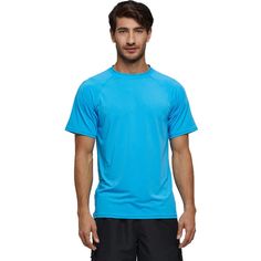 The Men's Sky Blue Short Sleeve Sports Quick-Dry T-Shirt is a comfortable beach and pool essential. It provides a great fit while keeping you protected from the sun with our UV protection material. This Quick-Dry T-Shirt is made with super-soft, breathable ultra-smooth flexible microfiber. Product Details: Soft, fine-gauge rib-knit material. Smooth, quick-drying shell Tag-free label inside for added comfort. Short Sleeve Material & Care: 12% Elastane-Spandex ; 88% polyester Machine wash cold, tu Casual Short Sleeve T-shirt For Water Sports, Casual Blue Breathable T-shirt, Upf 50+ Crew Neck Swimwear For Summer, Moisture-wicking Crew Neck T-shirt For Beach, Casual Crew Neck Swimwear For Swimming, Summer Beach Crew Neck Rash Guard, Summer Beach Rash Guard With Crew Neck, Summer Short Sleeve Tops With Uv Protection, Summer Tops With Uv Protection And Short Sleeves