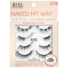 PRICES MAY VARY. 4 Takes On 1 Style: Enjoy multiple lash options with four variations of our Ardell Naked 434 faux lashes. This kit allows you to put together your own curated, barely-there, natural-looking lash looks. Ardell Naked 434 Eyelashes: Features a light, feathery, winged silhouette that subtly enhances lashes with a delicate curl, a hint of volume, and softly-shattered lengths for a naturally elegant look. Customize All You Want: Includes full strip lashes, ¾ midi lashes, half lashes, Best Eyelashes, Half Lashes, Unicorn Lashes, Wide Set Eyes, Elegant Touch Nails, Ardell Faux Mink Lashes, Deep Set Eyes, Almond Eyes, Cat Eye Lash