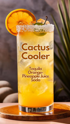 Cactus Cooler Tennessee Whiskey Cocktails, Western Drinks Ideas, Mixed Drinks With Tequila, Drinks With Tequila, Patron Drinks, Cactus Cooler, Classic Tequila Cocktails, Vodka Collins, Bartender Drinks Recipes