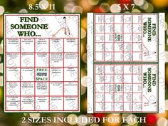 two printable christmas games for kids to play on the holiday tree and find someone who is