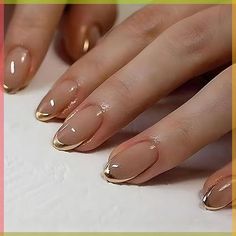 About this item Enhance your look effortlessly with our french fake nails, designed for the modern woman who values style and convenience. Easy application and removal make it ideal for busy lifestyles Crafted from high-quality materials, our short almond press on nails elegance and sophistication. Each nail features a unique gold chrome mirror metal design for added flair Perfect for all occasions, these glossy false nails are versatile and reusable, offering a cost-effective solution for achieving salon-quality nails at home. 24 pieces ensure you always have a perfect match Made with durable acrylic, these reusable stick on nails provide a secure fit and long-lasting wear. Enjoy the confidence of flawless nails that stay put throughout your day, no matter the activity Experience exceptio Gold Tip Nails, French Tip Press On Nails, Chrome Nails Designs, Valentine Nails, Gold Nail, Easy Nails, Nails For Women, Nail Forms, Nail Length