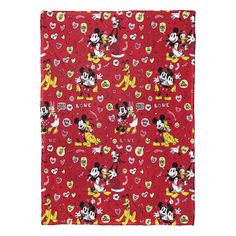 the mickey mouse pattern is red and yellow