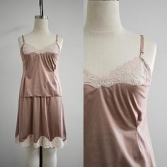 Description: 1970s/80s taupe nylon camisole and half slip set with cream lace. The slip has an elastic waist. The camisole has adjustable ribbon straps and a V neckline. Condition: In great condition, with no holes or stains. Laundered. Designer: Vanity Fair  Stated size: Camisole - 34, Slip - Medium  Measurements:  Camisole:  Armpit to armpit: 16.5"  Waist: up to 33"  Overall length: 21.5"  Slip:  Overall length: 22"  Waist: 27 - 32"  Hips: up to 42" ---> If you need an order shipped by a particular date or shipped via a quicker method, please ask PRIOR to purchase to see if we can accommodate that request. Visit the rest of our shop for more goodies ---> https://www.etsy.com/shop/BlackbirdAntiquesNC Visit our shop policies page for sizing info, shipping guidelines, and more ---> https:// 80s Vanity, Half Slip, Cream Lace, Vanity Fair, Shop Policies, Labour Day, 1970s, Elastic Waist, Overalls