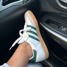 Adidas Original Samba Green - Used Twice Brand New Green Sporty Closed Toe Sneakers, Green Samba Outfit, Green Sambas, Adidas Samba Colors, Adidas Samba Green, Samba Adidas Green, Green And Yellow Samba, Adidas Shoes Samba Green, Green Suede Adidas