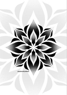 a black and white flower on a white background