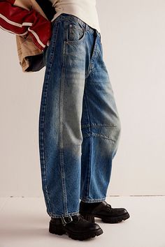 We The Free Good Luck Mid-Rise Barrel Jeans Bow Jeans, Barrel Jeans, Baggy Style, All Jeans, Jean Trends, Jeans Y2k, Denim Trends, Free People Jeans, Loose Jeans