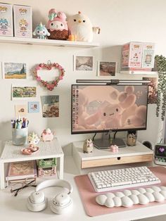 a desktop computer sitting on top of a white desk