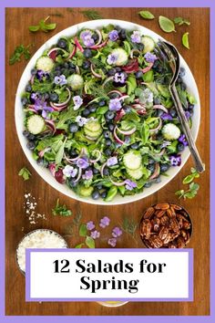 a salad with blueberries, radishes and other vegetables in it on a wooden table