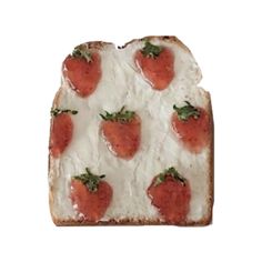 a piece of bread with strawberries on it