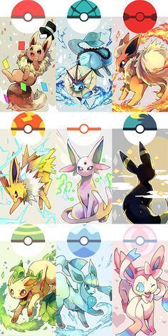 the pokemon wallpapers are all different colors