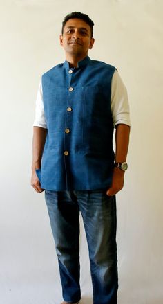 Made To .Order Half Jacket for Men . Made from hundred percent hand spun Eri Silk that has been natural dyed . Eri is also categorised as Ahimsa or Peace Silk as it is one of the rare silk that is procured without killing the moth. It is found mostly in the north eastern state of Assam and its nearby regions in India. Unlike other silks, Eri silk does not have very bright sheen and the silk is obtained from naturally raptured cocoons. Due to the inherent nature of Eri yarns , the garment has a d Casual Nehru Jacket With Stand Collar And Pockets, Casual Nehru Jacket With Stand Collar, Casual Nehru Jacket With Pockets For Winter, Traditional Cotton Outerwear With Natural Dye, Casual Cotton Nehru Jacket For Winter, Cotton Nehru Jacket With Stand Collar For Winter, Winter Cotton Nehru Jacket With Stand Collar, Winter Cotton Nehru Jacket With Pockets, Traditional Cotton Outerwear For Work