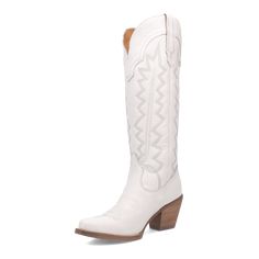 Take your standards to the next level with the Dingo 1989 High Cotton Boot. This boot has it all: the classic western stitching and body, but with a chic twist. The fashion snip toe, 16-inch height and 3” heel brings this boot and any outfit you pair it with to the highest degree. White Mid-calf Boots For Spring Outdoor Activities, White Round Toe Heeled Boots For Western Events, White Boots With Stacked Heel And Snip Toe, White Snip Toe Heeled Boots For Spring, White Heeled Boots For Rodeo In Fall, White Heeled Boots With Wide Calf And Snip Toe, Classic White Pointed Toe Boots, White Wide Calf Heeled Boots With Snip Toe, White Heeled Boots For Fall Rodeo