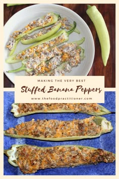 stuffed banana peppers on a plate with the words making the very best stuffed banana pepper