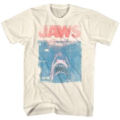 PRICES MAY VARY. MOVIE NIGHT! Jaws apparel. 80's horror movie clothes for stylin fans YEP, IT'S OFFICIAL! Our cool graphic t shirts are 100% authentic and officially licensed. These super comfy tees are designed and printed in the USA by American Classics, a leader in high-quality retro, vintage style apparel since 1994 HIGH QUALITY CLOTHES, COMFY & COOL 100% cotton soft short sleeve, crewneck, t shirt for men, women, unisex. Pairs well with button up shirt and jeans, leggings or shorts. EASY CA Jaws Movie Poster, Jaws Movie, Theme Parks Rides, The Cardigans, Black Sabbath, Branded T Shirts, Jersey Fabric, Shirt Design, Knit Jersey