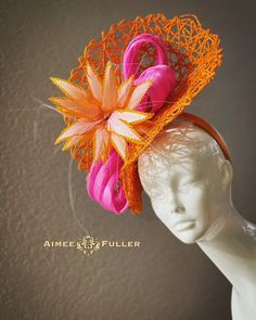 Kentucky Derby Fascinator Structured, chic criss-cross woven material on this asymmetrical showpiece. Fancy bow feature and two-toned feather-burst. AVAILABLE IN VARIOUS COLORS; please inquire and I'll be glad to assist. Easy-to-wear headband fascinator makes a statement, and can be worn to a myriad of events: Easter, Bridal, Derby-Wear, Del Mar Races, Hat Contests, Church, Gala, Kentucky Derby, Melbourne Cup, High Tea, Weddings, Cocktail Parties, Weddings, and More.  Some customization available; please message with your requests to see if we can meet your needs. Other colors available; please inquire before purchase if you need another.  *FREE SHIPPING  For more STATEMENT JEWELRY and HANDMADE HATS go to www.aimeesfuller.com Aimee Fuller has been a trusted online seller since 1999, and is Handmade Fitted Headpiece For Kentucky Derby, Handmade Fitted Headpieces For The Kentucky Derby, Handmade Fascinator For Kentucky Derby With Structured Crown, Handmade Kentucky Derby Fascinator With Structured Crown, Handmade Fitted Fascinator For Kentucky Derby, Handmade Structured Crown Fascinator For Kentucky Derby, Fitted Orange Mini Hats For Kentucky Derby, Summer Fascinator With Structured Crown In Sinamay, Handmade Fitted Fascinator For Races