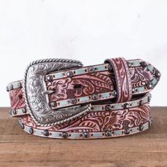 Roper Tooled Turquoise Buckstitch Belt Holiday Wrap, Concho Belt, Turquoise Cross, Wrap Pattern, Belt Shop, Distressed Leather, Lace Edging, Wide Straps, Pink Ladies