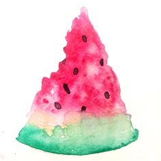 a watermelon slice is shown on a white background with black dots in the center