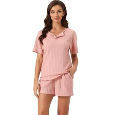 This soft fabric and breathable loungewear sets for women is constructed of soft 95% Polyester and 5% Spandex fabric, comfy, moisture-wicking, breathable, and skin friendly. Featuring shorts sleeves and shorts with simple solid color design, make you feel cozy all night, enjoy a comfortable sleep and sweet dream. Great for outfits, hang out, walking, loungewear, nightwear, sleepwear, home bedroom, daily wear. No matter the cozy bedtime, casual home relax, laze afternoon, or comfy bath, the soft Comfortable Pink Bedtime Set, Comfortable Pink Loungewear Sets, Comfortable Pink Sleepwear For Sleepover, Cozy Pink Loungewear Sets, Cozy Pink Sets For Pajama Party, Comfortable Pink Sleepwear, Comfortable Pink Sleepwear For Loungewear, Comfortable Pink Sleepwear For Lounging, Comfortable Pink Lounging Sleepwear