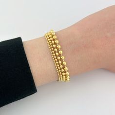 18k Yellow Gold Ball Bracelet Italian Gold Beaded Stackable Bracelet - Etsy Türkiye Ball Bracelet, Stackable Bracelets, Gold Beads, Chains Necklace, Favorite Things Gift, Birthday Gifts, Yellow Gold, Jewelry Necklaces, Gift Card