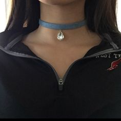 Cute Denim Blue Choker Features Drop Pendant. Nwt, Limited Inventory Item. Cute Choker Necklaces, Blue Choker Necklace, Denim Choker, Blue Choker, Denim Jewelry, Choker Pendant, Crystal Drop, Drop Pendant, Diamond Crystal