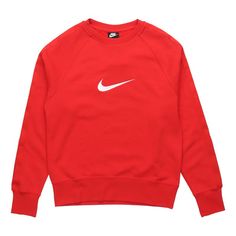 Nike MENS Sportswear Swoosh Casual Sports Crew-neck Red DA0087-657 (Men's/Round Neck) Sportswear Sweatshirt With Logo Print For Sports, Sports Logo Print Sweatshirt, Logo Print Sports Sweatshirt, Sporty University Red Crew Neck Sweatshirt, Casual Moisture-wicking Sweatshirt For Sports, Casual Moisture-wicking Sports Sweatshirt, Nike Red Sportswear Sweatshirt, Red Crew Neck Sweatshirt For Athleisure, Red Crew Neck Sweatshirt In Athleisure Style