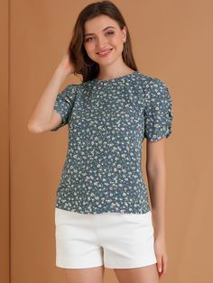 Shop Allegra K for floral crew neck casual shirred short sleeve blouse you are looking for, get more women's blouses for yourelf. Order now! Free Returns! Ruched Sleeve, Women's Blouses, Casual Blouse, Short Sleeve Blouse, Order Now, Sleeve Blouse, Blouses For Women, Blouses, Crew Neck