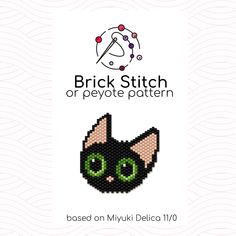 "Brick stitch pattern (or peyote pattern) Detailed and acurate beading pattern to make a beautiful beaded object such as - earrings - pendant - keychain - charm - toy - decoration    You can use Miyuki Delica beads 11/0 size or any other calibrated seed beads. Color number: 5 Approximate size of ready-made item (based on Miyuki Delica seed beads 11/0): 1.80\" x 1.82\" Size may vary depend on beads you use PDF file contains: -Detailed brick stitch or peyote design -Palette and number of bead colo Cat Bead Patterns, Cat Beads, Pendant Keychain, Miyuki Delica Beads, Cat Bead, Brick Stitch Earrings, Design Palette, Brick Stitch Pattern, Keychain Charm