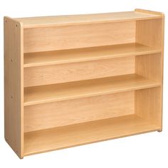 a wooden bookcase with three shelves on each side