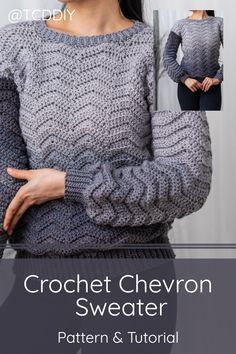 the crochet chevron sweater pattern is shown