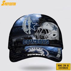 Dallas Cowboys All Over Printed Nfl Baseball Caps Custom Name Caps Gift For Football Fans - sporty and stylish. Premium material, breathable. Beautifu... Hip Hop Trucker Hat For Baseball Season, Blue Breathable Baseball Cap For Sports Events, Blue Breathable Baseball Cap For Sports, Breathable Trucker Hat For Sports Events, Breathable Trucker Hat For Sports, Breathable Curved Bill Hat For Sports Events, Hip Hop Sports Baseball Cap With Letter Print, Breathable Baseball Cap For Sports And Baseball Season, Breathable Trucker Cap For Sports Events