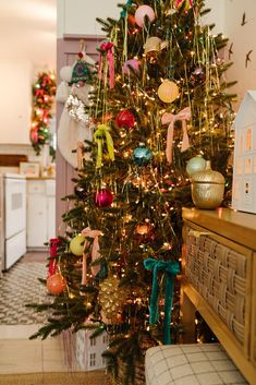 a decorated christmas tree with ornaments on it