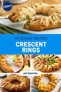 the cover of a cookbook showing different types of crescent rings and other desserts