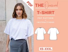 the t - shirt pattern is shown in three different styles and sizes, including short sleeves