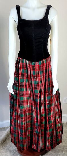 VTG Scott McClintock Velvet Corset Taffeta Black Red Green Gold Dress Sz 6 - NWT Green Gold Dress, Green And Gold Dress, Velvet Corset, Crochet Fringe, Shoulder Wrap, Gold Dress, Green Gold, Stunning Dresses, Black Velvet