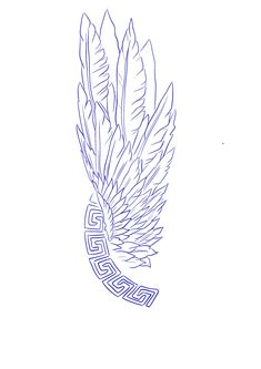 a drawing of a bird with wings and an ornament on it's back